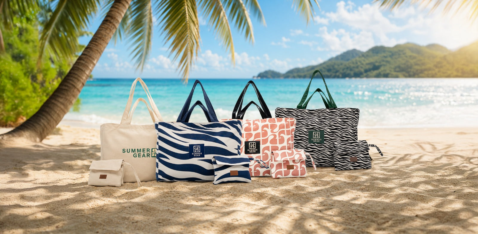 Strandtassen met rits van SummerGear op het strand