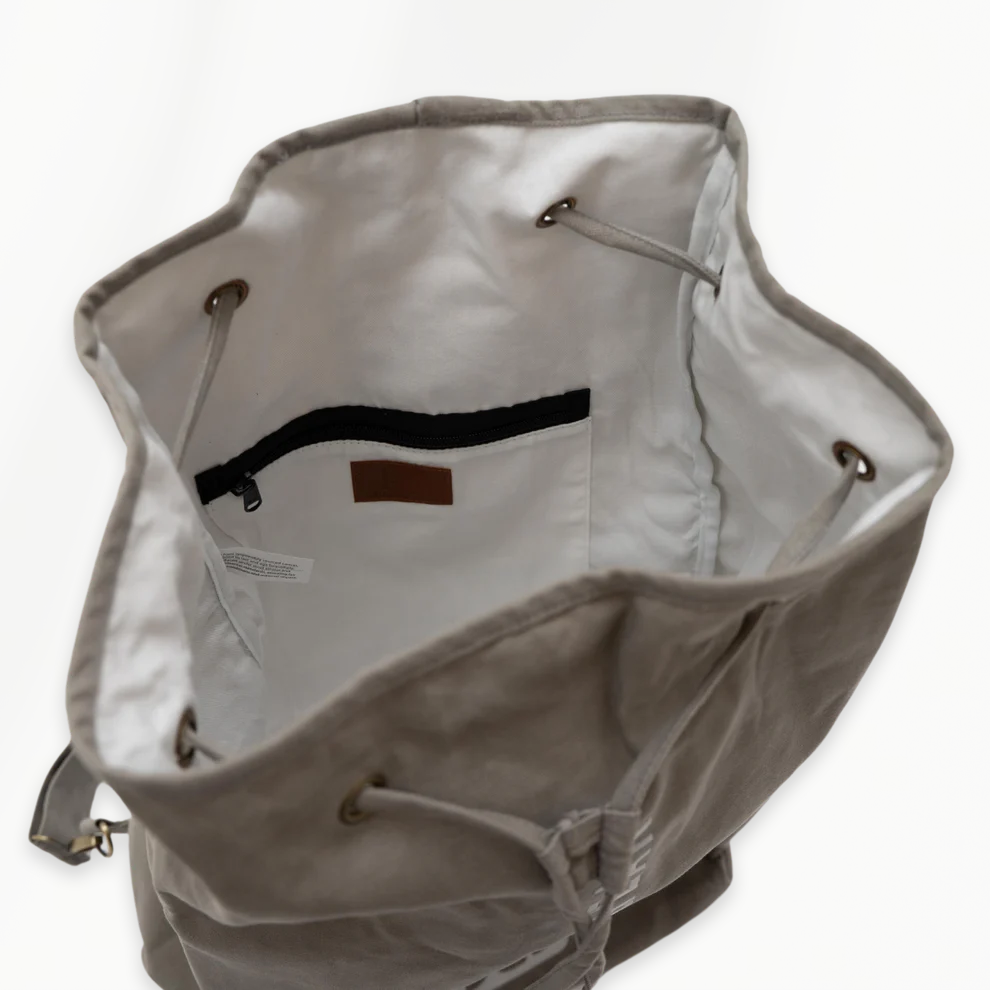 Duffel Bag sporttas grijs binnenvak met rits voor kleine essentials