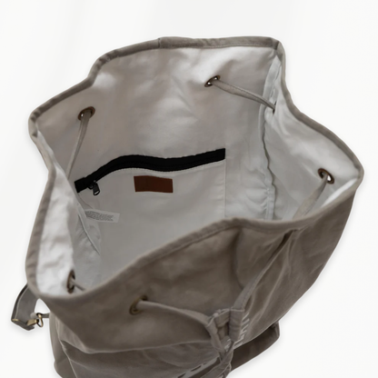 Duffel Bag sporttas grijs binnenvak met rits voor kleine essentials
