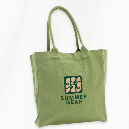 Everyday Shopper tote bag crème met stevige handvatten close-up