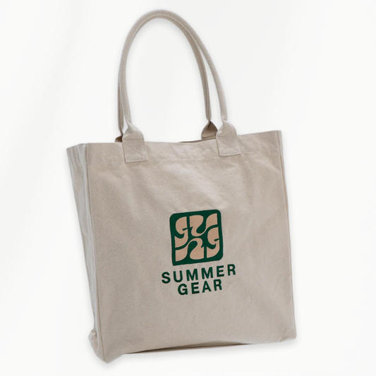 Everyday Shopper tote bag crème met stevige handvatten close-up