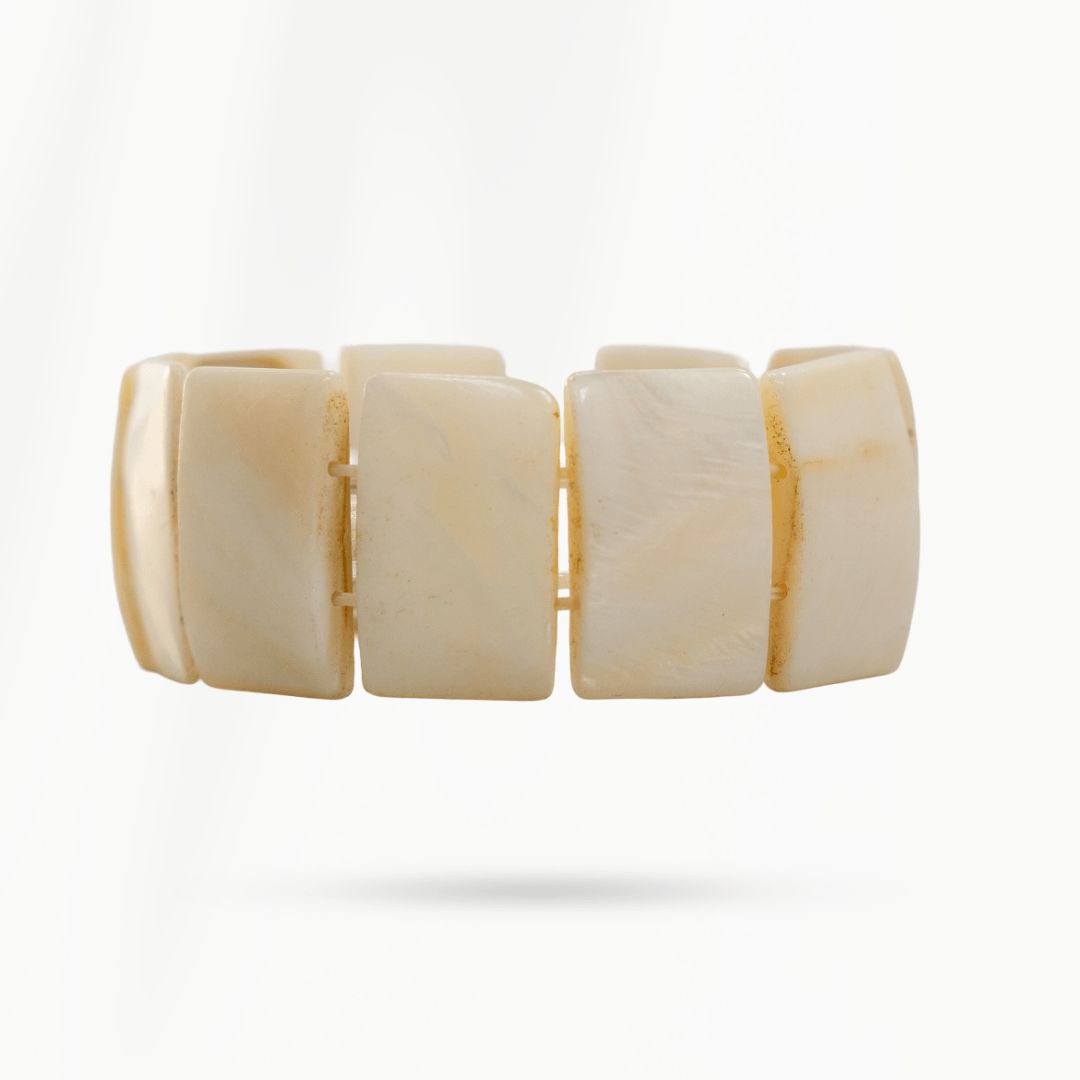 Parelmoer armband Block Ivory van echt parelmoer met rechthoekige parelmoer delen