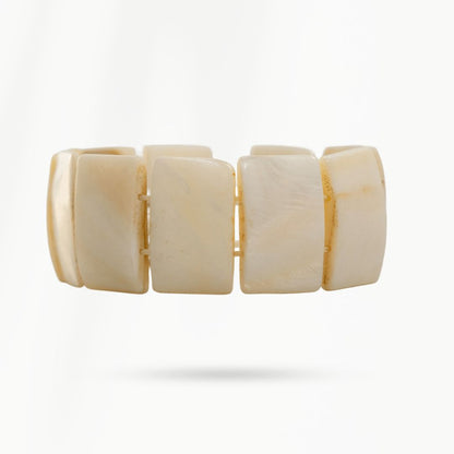 Parelmoer armband Block Ivory van echt parelmoer met rechthoekige parelmoer delen
