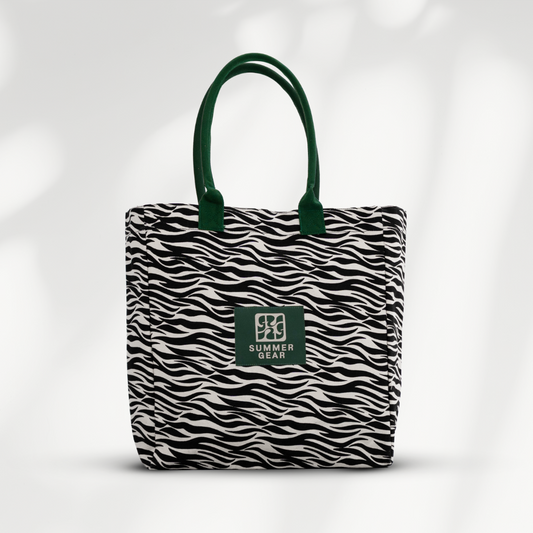Shopper savan van canvas met print recht van voren weergegeven voor dagelijks gebruik