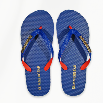 Sunsteps Regular unisex teenslippers blauw rood bovenaanzicht paar