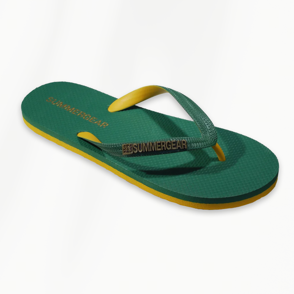 Sunsteps Regular unisex teenslippers groen geel van gerecycled rubber zijaanzicht