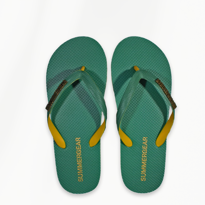 Sunsteps Regular unisex teenslippers groen geel bovenaanzicht paar