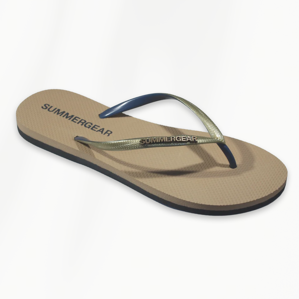 Sunsteps Slim Fit dames teenslippers goud grijs van gerecycled rubber zijaanzicht