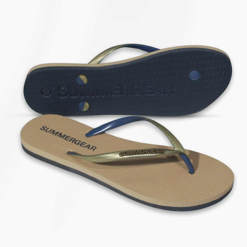 Onderkant van Sunsteps Slim Fit dames teenslippers goud grijs met gripzool