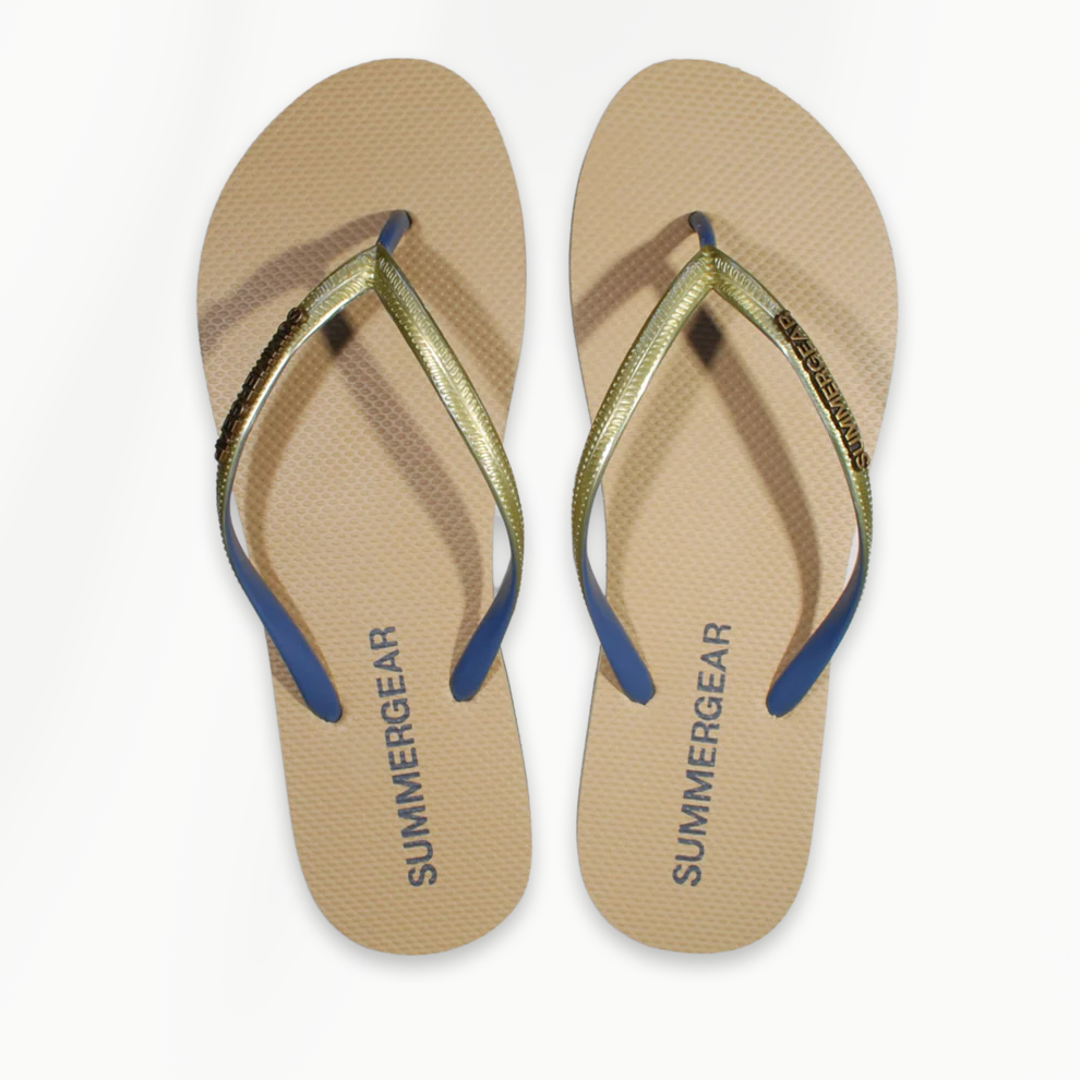 Sunsteps Slim Fit dames teenslippers goud grijs bovenaanzicht paar