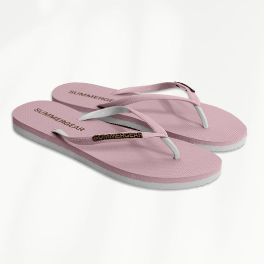 Roze witte slim fit slippers van gerecycled rubber van SummerGear zijaanzicht voor strand en zwembad