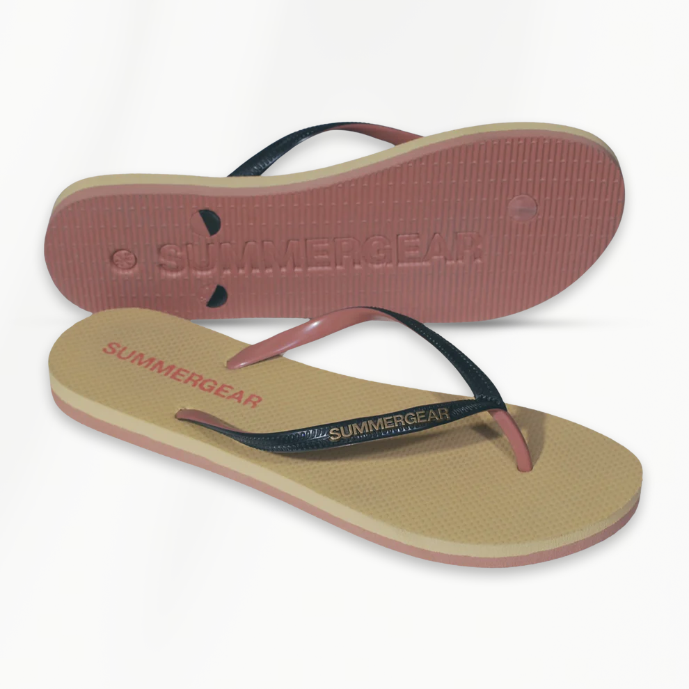 Onderkant van Sunsteps Slim Fit dames teenslippers roze zwart met gripzool