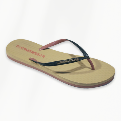 Sunsteps Slim Fit dames teenslippers roze zwart van gerecycled rubber zijaanzicht