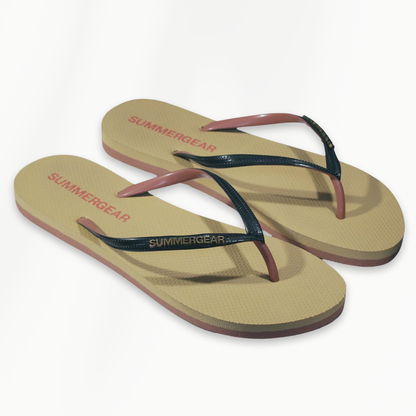 Sunsteps Slim Fit dames teenslippers roze zwart zijaanzicht op lichte achtergrond